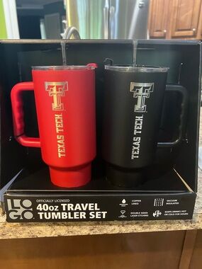 LOGO by Lori Goldstein Red and Black Texas Tech 40oz Travel Tumblers Set